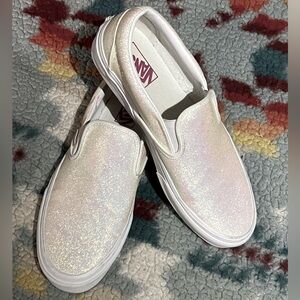 ✨ White Sparkly Slip-On Vans (Women's Size 10) ✨